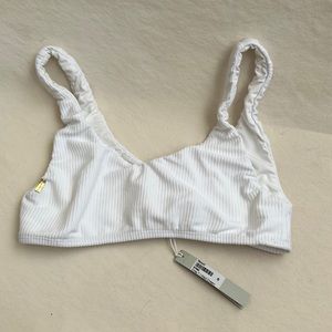 Gooseberry Seaside White Resort Crop T Bikini Swim Top